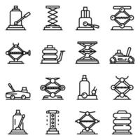 Jack-screw icons set, outline style vector