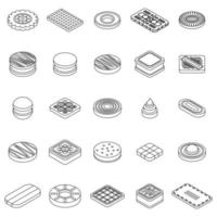 Cookie icons set vector outine