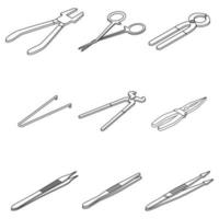 Forceps icons set vector outine