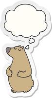 cartoon bear and thought bubble as a printed sticker vector