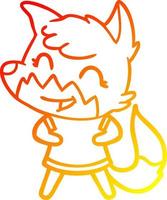 warm gradient line drawing happy cartoon fox vector