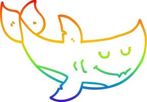 tiburón de dibujos animados de dibujo de línea de gradiente de arco iris vector