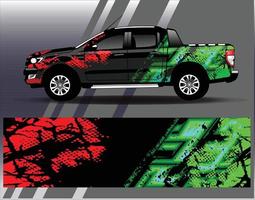 Car wrap design vector  truck and cargo van decal. Graphic abstract stripe racing background designs for vehicle  rally  race  adventure and car racing livery