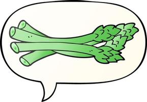cartoon asparagus and speech bubble in smooth gradient style vector