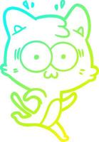 cold gradient line drawing cartoon surprised cat running vector