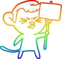 rainbow gradient line drawing cartoon angry monkey vector