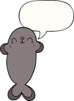 cartoon seal and speech bubble vector