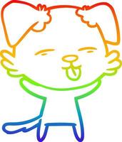 rainbow gradient line drawing cartoon dog sticking out tongue vector