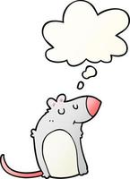 cartoon fat rat and thought bubble in smooth gradient style vector