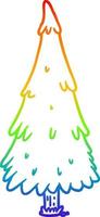 rainbow gradient line drawing christmas tree vector