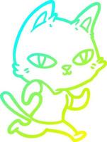 cold gradient line drawing cartoon cat running vector