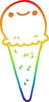 rainbow gradient line drawing cartoon ice cream vector