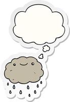 cartoon cloud and thought bubble as a printed sticker vector