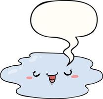 cartoon puddle and face and speech bubble vector