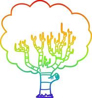 árbol de dibujos animados de dibujo de línea de gradiente de arco iris vector