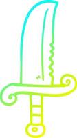 cold gradient line drawing cartoon jeweled sword vector