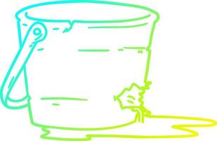 cold gradient line drawing broken bucket cartoon vector