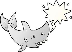 cartoon shark and speech bubble in smooth gradient style vector