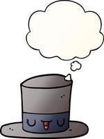 cartoon top hat and thought bubble in smooth gradient style vector