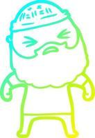 cold gradient line drawing cartoon man with beard vector