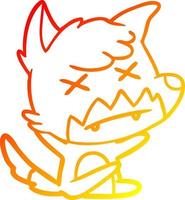 warm gradient line drawing cartoon cross eyed fox vector