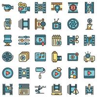 Video editing icons set vector flat