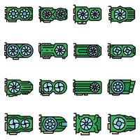 Graphics card icons set vector flat