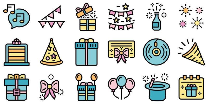 Surprise icons set vector flat