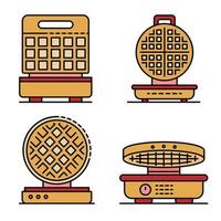 Waffle-iron icons set line color vector