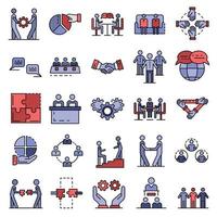 Cohesion icon set line color vector