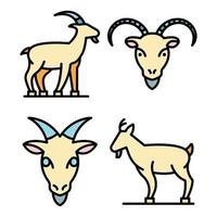 Goat icons set vector flat