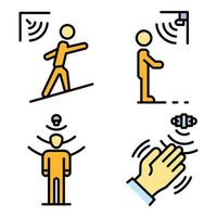 Motion sensor icons set vector flat