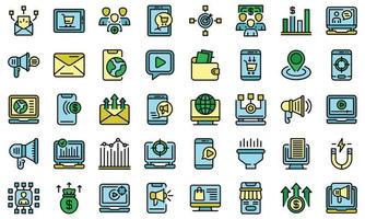 Online marketing icons set vector flat