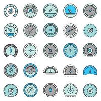 Speedometer icon set line color vector