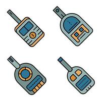 Glucose meter icons set line color vector