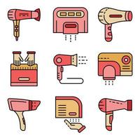 Dryer icons set line color vector