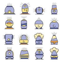 Humidifier icons set line color vector