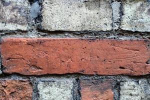 Old brick wall. Texture of old weathered brick wall panoramic background photo