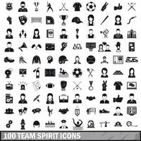 100 iconos de espíritu de equipo, estilo simple vector