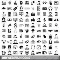 100 webinar icons set, simple style vector