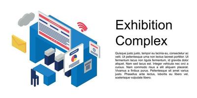 Exhibition complex concept banner, isometric style vector