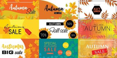 Autumn sale fall season concept set, flat style vector