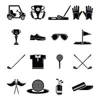 Golf icons set symbols, simple style vector