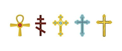 Cross icon set, flat style vector