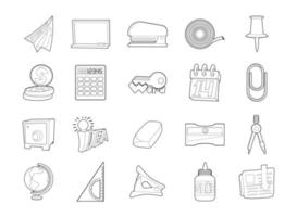 Office tools icon set, outline style vector