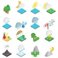 Weather condition icons set, isometric style vector