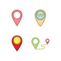 Map pin icon set, cartoon style vector