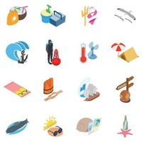 Sea route icons set, isometric style vector