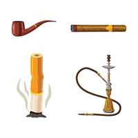 conjunto de iconos de fumar, estilo de dibujos animados vector
