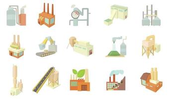 Factory icon set, cartoon style vector